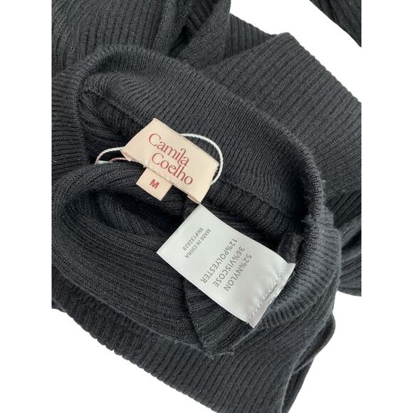 Camila Coelho 'Macadamia' Black Nylon Crossover Top Size M - Picture 4 of 4